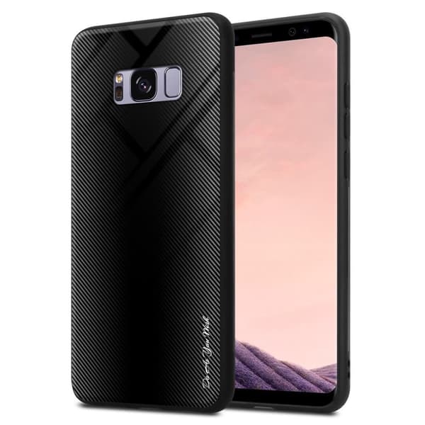 Deksel til Samsung Galaxy S8 PLUS Stripe optics Silikondeskel laget av TPU-silikon og bakside av herdet glass OPAL SVART
