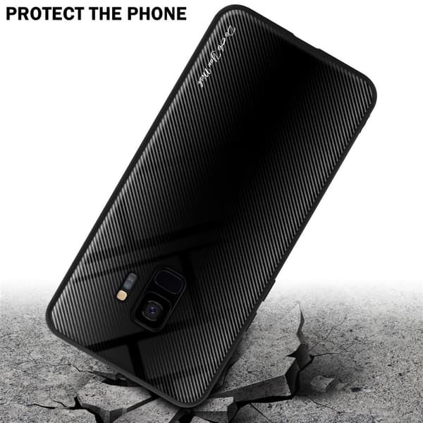 Deksel til Samsung Galaxy S9 Stripe optics Silikondeskel laget av TPU-silikon og bakside av herdet glass