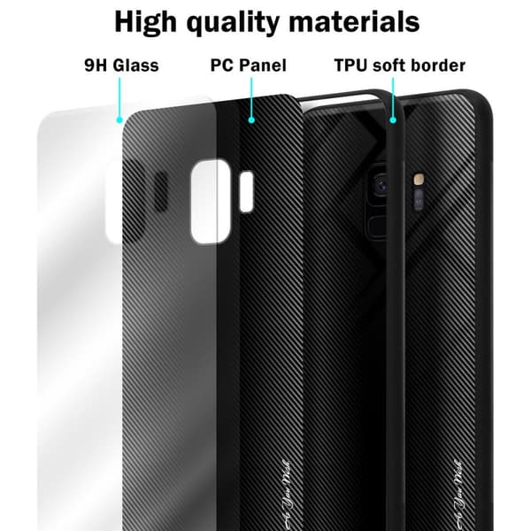 Deksel til Samsung Galaxy S9 Stripe optics Silikondeskel laget av TPU-silikon og bakside av herdet glass