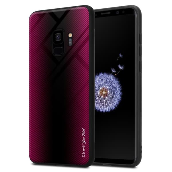Deksel til Samsung Galaxy S9 Stripe optics Silikondeskel laget av TPU-silikon og bakside av herdet glass