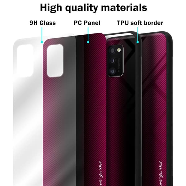 Samsung Galaxy A41 Suojakuori Suojakotelo TPU-silikonista valmistettu raitaoptiikan suojakansi ja karkaistusta lasista valmistettu takapuoli