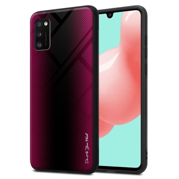 Samsung Galaxy A41 Suojakuori Suojakotelo TPU-silikonista valmistettu raitaoptiikan suojakansi ja karkaistusta lasista valmistettu takapuoli