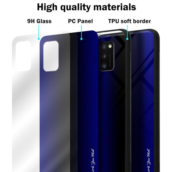 Samsung Galaxy A41 Suojakuori Suojakotelo TPU-silikonista valmistettu raitaoptiikan suojakansi ja karkaistusta lasista valmistettu takapuoli