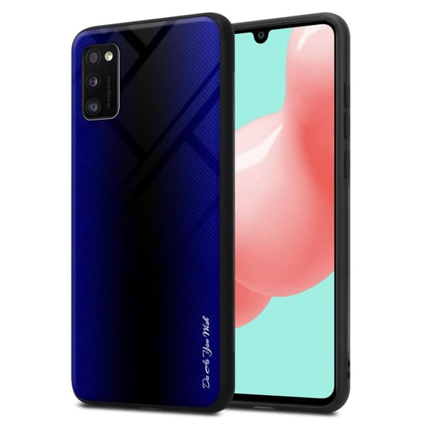 Samsung Galaxy A41 Suojakuori Suojakotelo TPU-silikonista valmistettu raitaoptiikan suojakansi ja karkaistusta lasista valmistettu takapuoli KOBOLTTIVILLA