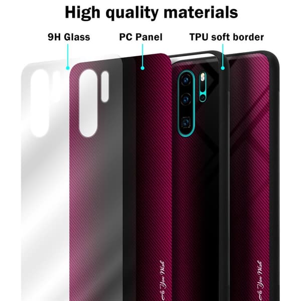 Deksel til Huawei P30 PRO Stripe optics Silikondeskel laget av TPU-silikon og bakside av herdet glass