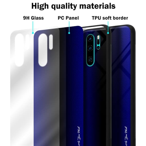 Deksel til Huawei P30 PRO Stripe optics Silikondeskel laget av TPU-silikon og bakside av herdet glass