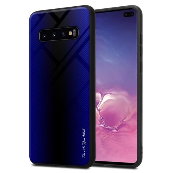 Samsung Galaxy S10 PLUS Skal Fodral Case Cover Randigt utseende i TPU-silikon och baksida i härdat glas Skyddsfodral KOBOLT LILA