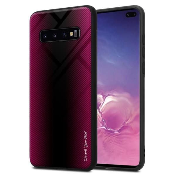 Samsung Galaxy S10 PLUS Skal Fodral Case Cover Randigt utseende i TPU-silikon och baksida i härdat glas Skyddsfodral