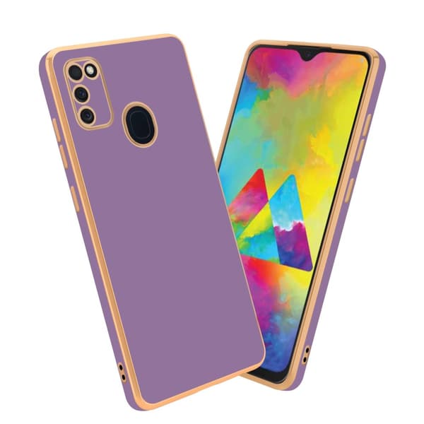 Samsung Galaxy M21 / M30s Fodral Mobilskydd Skal av flexibel TPU-silikon och med kameraskydd Glossy Lila - Guld
