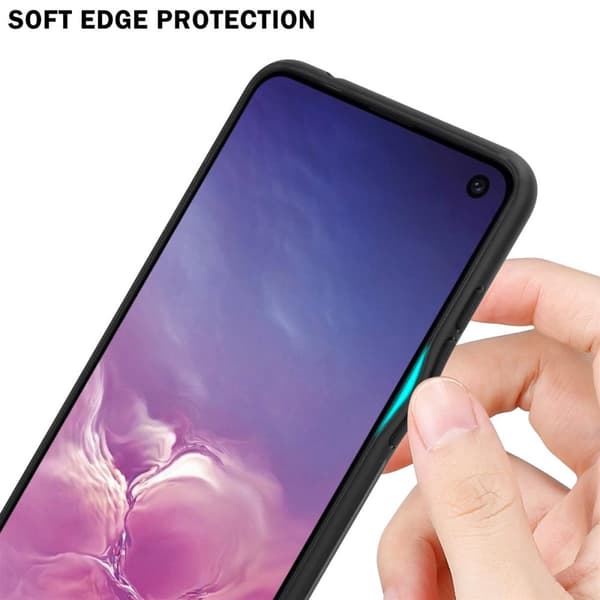 Deksel til Samsung Galaxy S10e Stripe optics Silikondeskel laget av TPU-silikon og bakside av herdet glass