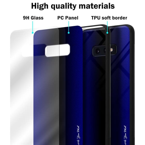 Deksel til Samsung Galaxy S10e Stripe optics Silikondeskel laget av TPU-silikon og bakside av herdet glass