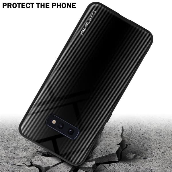 Samsung Galaxy S10e Suojakuori Suojakotelo TPU-silikonista valmistettu raitaoptiikan suojakansi ja karkaistusta lasista valmistettu takapuoli