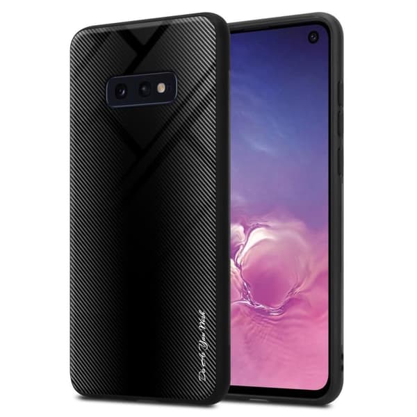 Samsung Galaxy S10e Suojakuori Suojakotelo TPU-silikonista valmistettu raitaoptiikan suojakansi ja karkaistusta lasista valmistettu takapuoli