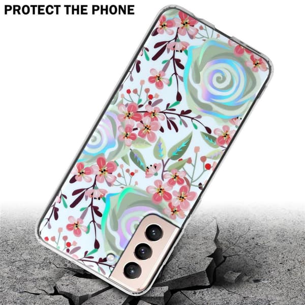 Deksel til Samsung Galaxy S21 PLUS Lommebokdeskel av TPU-silikon med blomstermønster