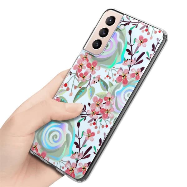 Deksel til Samsung Galaxy S21 PLUS Lommebokdeskel av TPU-silikon med blomstermønster