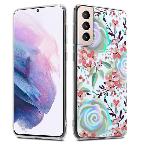 Deksel til Samsung Galaxy S21 PLUS Lommebokdeskel av TPU-silikon med blomstermønster
