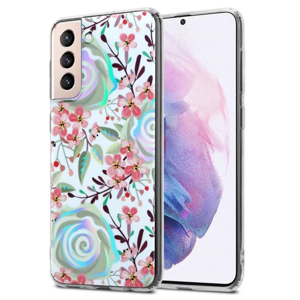 Deksel til Samsung Galaxy S21 PLUS Lommebokdeskel av TPU-silikon med blomstermønster