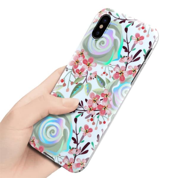 Deksel til iPhone XS MAX Lommebokdeskel av TPU-silikon med blomstermønster