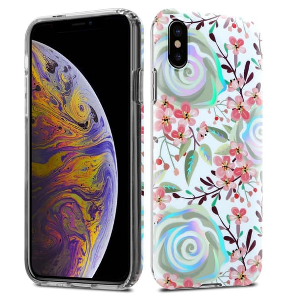 Deksel til iPhone XS MAX Lommebokdeskel av TPU-silikon med blomstermønster