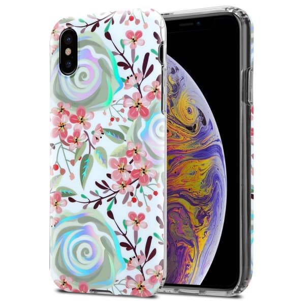 Deksel til iPhone XS MAX Lommebokdeskel av TPU-silikon med blomstermønster