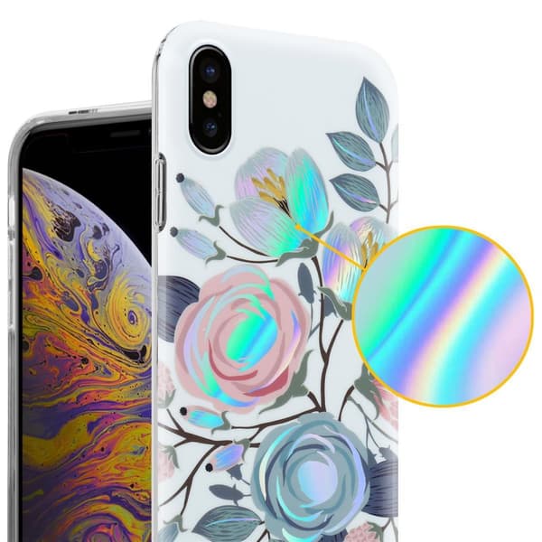 Deksel til iPhone XS MAX Lommebokdeskel av TPU-silikon med blomstermønster