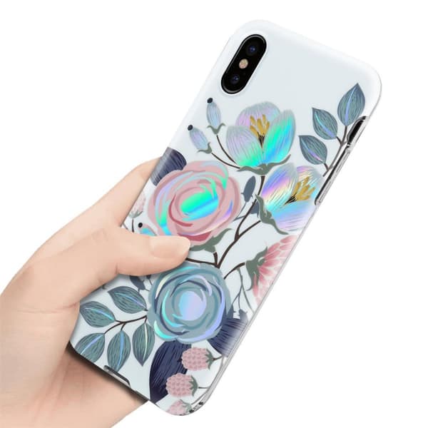 Deksel til iPhone XS MAX Lommebokdeskel av TPU-silikon med blomstermønster