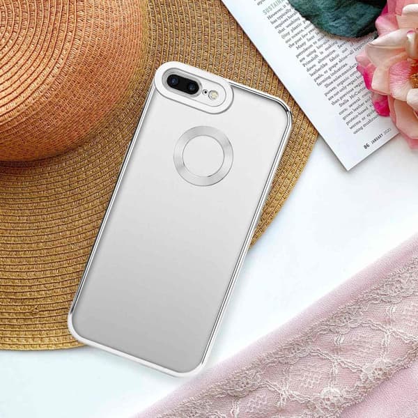 iPhone 7 PLUS / 7S PLUS / 8 PLUS Skal Fodral av flexibelt TPU-silikon med Chrome-applikation Mobilskydd