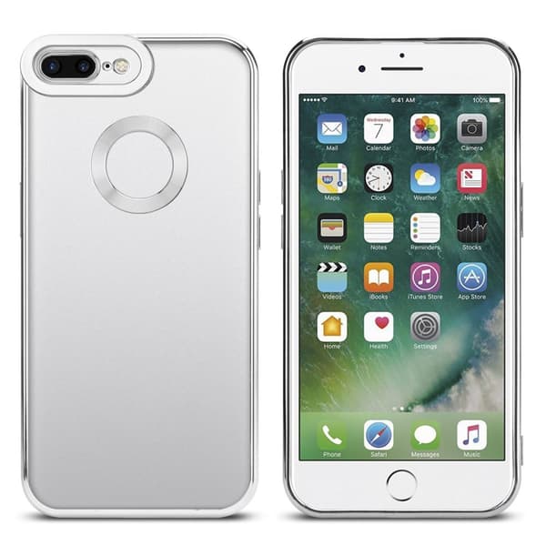 iPhone 7 PLUS / 7S PLUS / 8 PLUS Skal Fodral av flexibelt TPU-silikon med Chrome-applikation Mobilskydd