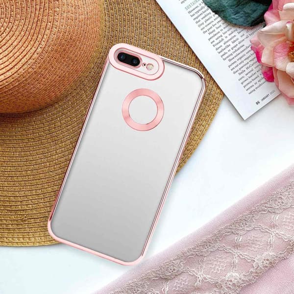 iPhone 7 PLUS / 7S PLUS / 8 PLUS Skal Fodral av flexibelt TPU-silikon med Chrome-applikation Mobilskydd