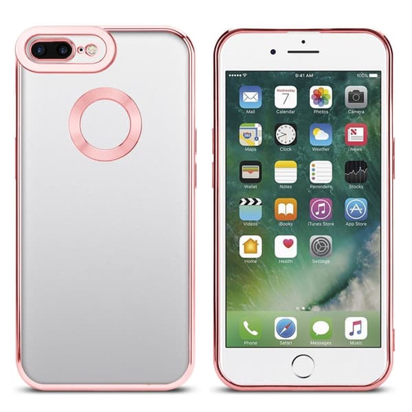 iPhone 7 PLUS / 7S PLUS / 8 PLUS Skal Fodral av flexibelt TPU-silikon med Chrome-applikation Mobilskydd