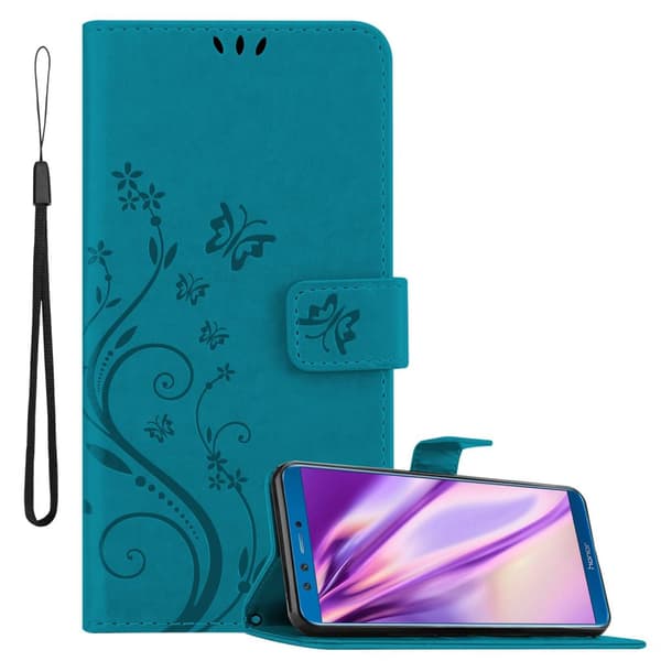 Honor 9 LITE Suojakotelo Suojakuori Lompakkokotelo Matkapuhelinkotelo Kukat jossa on magneettisuljenta, jalusta-toiminto ja korttipaikat