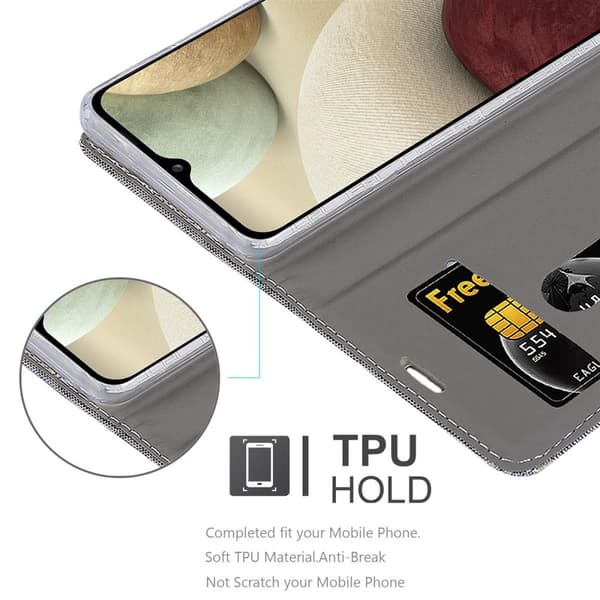 Deksel til Samsung Galaxy A12 / M12 Lommebokdeksel med magnetisk lukking, stativfunksjon og kortlomme