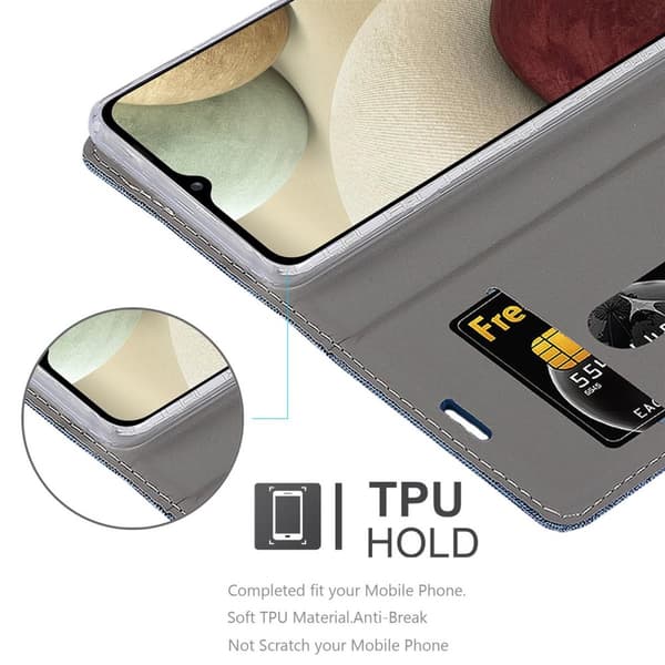 Deksel til Samsung Galaxy A12 / M12 Lommebokdeksel med magnetisk lukking, stativfunksjon og kortlomme