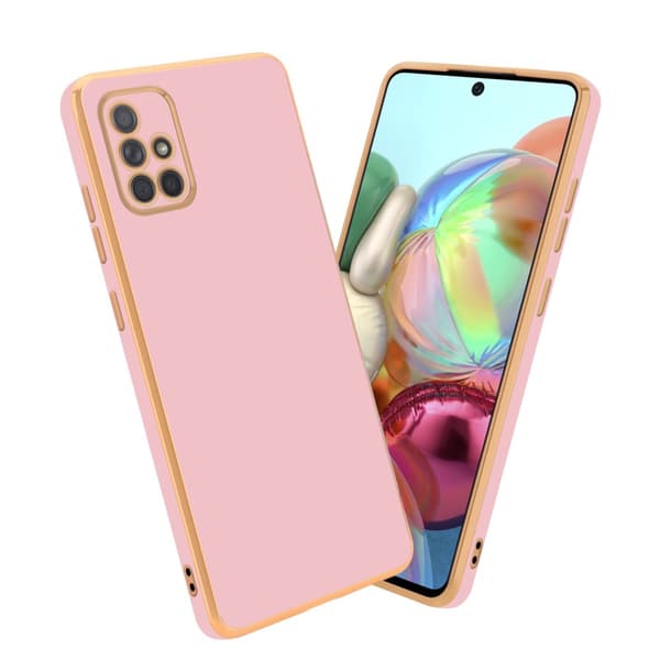 Silikondeksel til Samsung Galaxy A51 4G / M40s med kamerabeskyttelse Blank rosa - Gull