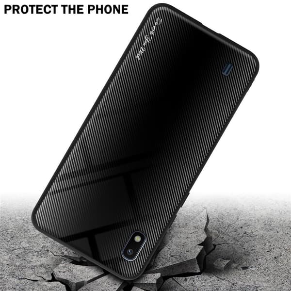 Samsung Galaxy A10 / M10 Suojakuori Suojakotelo TPU-silikonista valmistettu raitaoptiikan suojakansi ja karkaistusta lasista valmistettu takapuoli