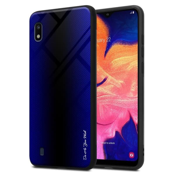 Samsung Galaxy A10 / M10 Suojakuori Suojakotelo TPU-silikonista valmistettu raitaoptiikan suojakansi ja karkaistusta lasista valmistettu takapuoli KOBOLTTIVILLA