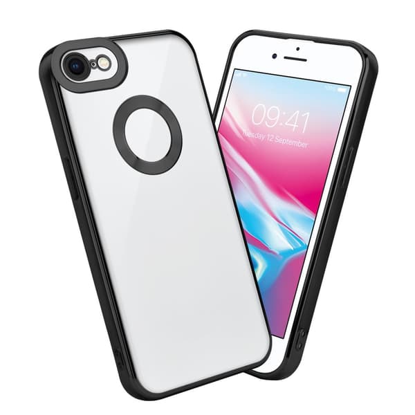 iPhone 7 / 7S / 8 / SE 2020 Cover Etui Case () Gennemsigtig - Sort