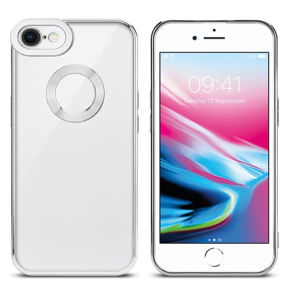 iPhone 7 / 7S / 8 / SE 2020 Skal Fodral av flexibelt TPU-silikon med Chrome-applikation Mobilskydd