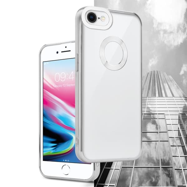 iPhone 7 / 7S / 8 / SE 2020 Skal Fodral av flexibelt TPU-silikon med Chrome-applikation Mobilskydd