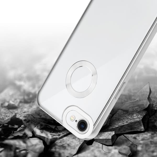 iPhone 7 / 7S / 8 / SE 2020 Skal Fodral av flexibelt TPU-silikon med Chrome-applikation Mobilskydd