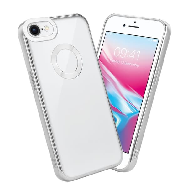 iPhone 7 / 7S / 8 / SE 2020 Skal Fodral av flexibelt TPU-silikon med Chrome-applikation Mobilskydd