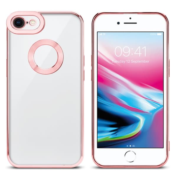 iPhone 7 / 7S / 8 / SE 2020 Skal Fodral av flexibelt TPU-silikon med Chrome-applikation Mobilskydd