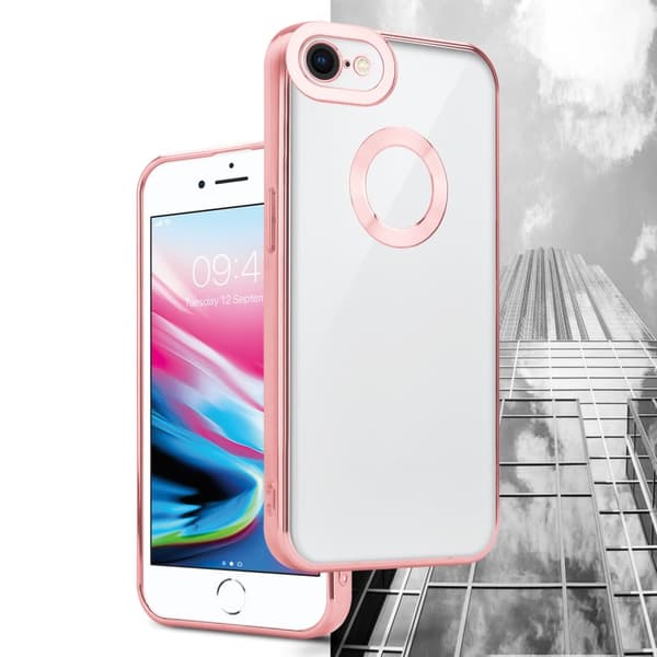 iPhone 7 / 7S / 8 / SE 2020 Skal Fodral av flexibelt TPU-silikon med Chrome-applikation Mobilskydd