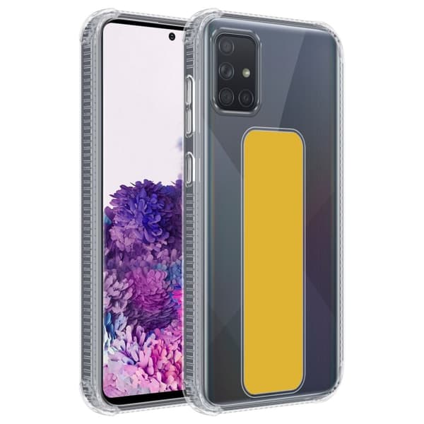 Samsung Galaxy A71 4G Skal Fodral Mobilskydd Skyddsfodral Case Cover av flexibelt TPU-silikon med hållare och stativfunktion GUL