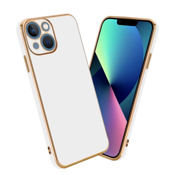 Silikondeksel til iPhone 13 med kamerabeskyttelse Blank hvit - gull