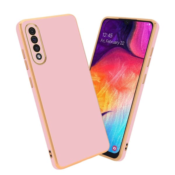 Samsung Galaxy A50 4G / A50s / A30s Fodral Mobilskydd Skal av flexibel TPU-silikon och med kameraskydd Glossy Rosa - Guld