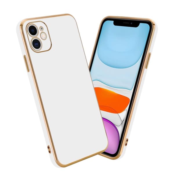Silikondeksel til iPhone 11 med kamerabeskyttelse Blank hvit - gull