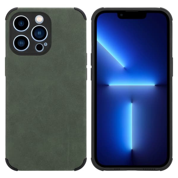 Deksel til iPhone 13 PRO MAX Beskyttelsesdeksel TPU-silikon med bakside av edelt kunstmuggskinn