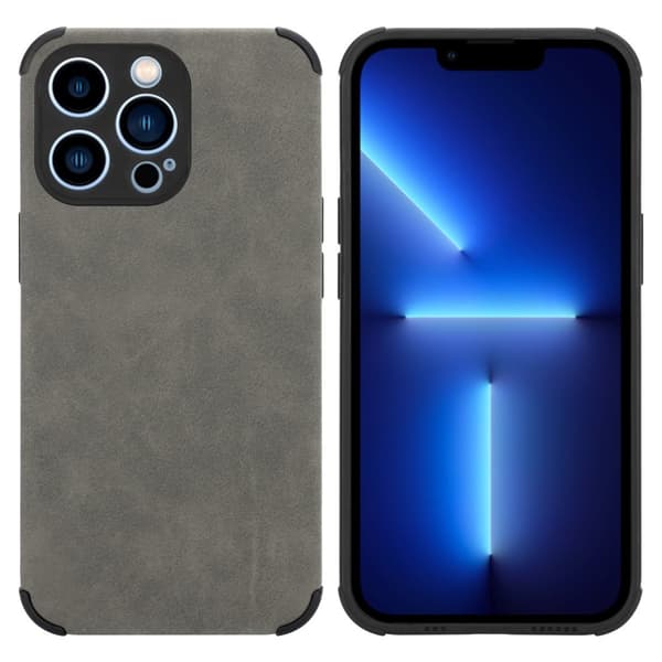 Deksel til iPhone 13 PRO MAX Beskyttelsesdeksel TPU-silikon med bakside av edelt kunstmuggskinn