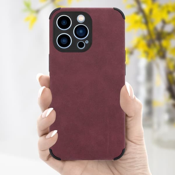 Deksel til iPhone 13 PRO MAX Beskyttelsesdeksel TPU-silikon med bakside av edelt kunstmuggskinn